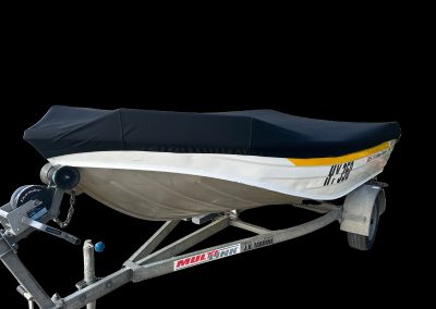 BLACK BOAT COVER ON A QUINTREX BOAT